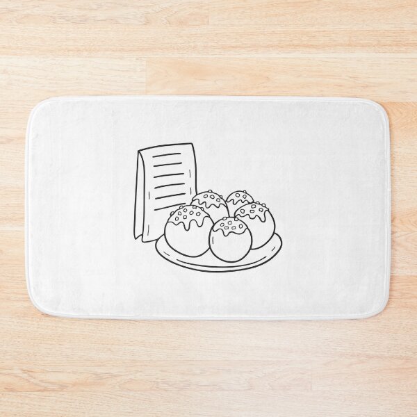 Item preview, A takoyaki topped with bonito flakes near a menu board designed and sold by rasagamastore.