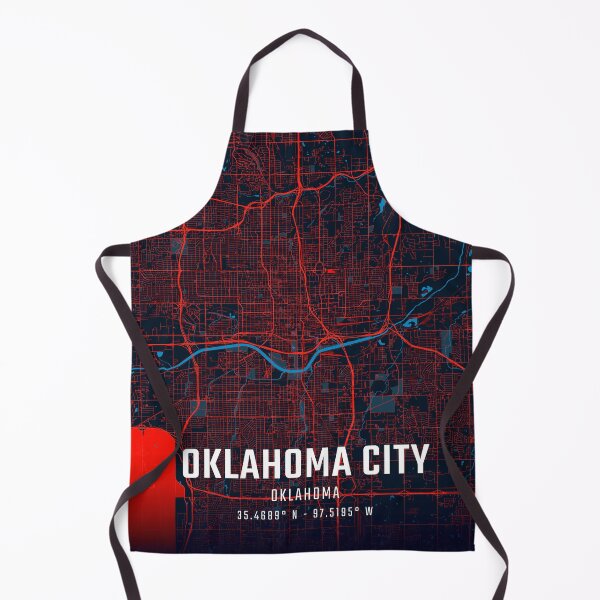 Item preview, Oklahoma City Red & Blue Minimalist Map designed and sold by HomeLivingCo.
