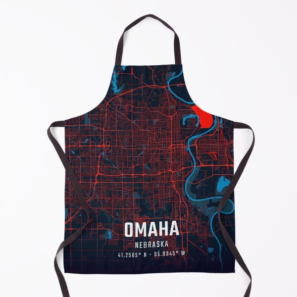 Item preview, Omaha Red & Blue Minimalist Map designed and sold by HomeLivingCo.