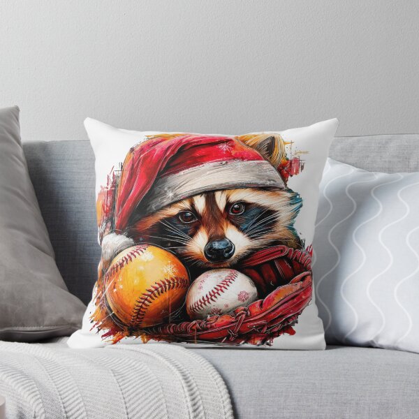 Item preview, Christmas Raccoon with Baseballs – Santa Hat Splash Art designed and sold by VikArt7.