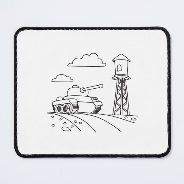 Item preview, A tank passing a watchtower on a gravel road designed and sold by rasagamastore.