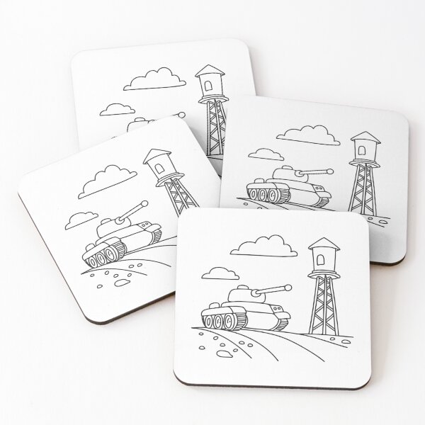 Item preview, A tank passing a watchtower on a gravel road designed and sold by rasagamastore.