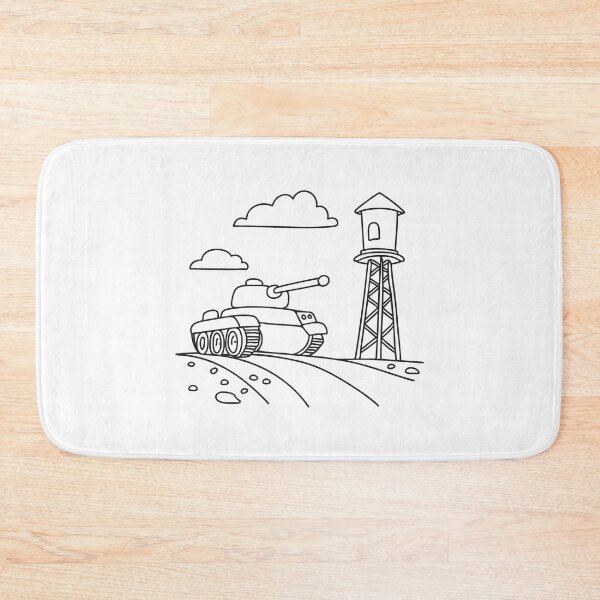 Item preview, A tank passing a watchtower on a gravel road designed and sold by rasagamastore.