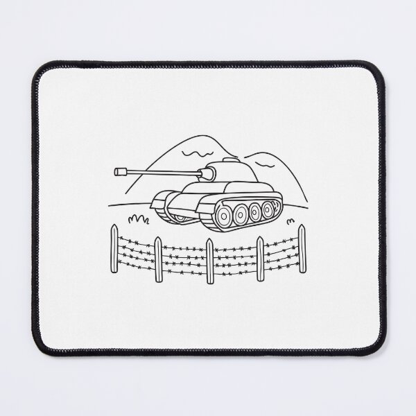 Item preview, A tank stationed near a barbed wire fence in open land designed and sold by rasagamastore.