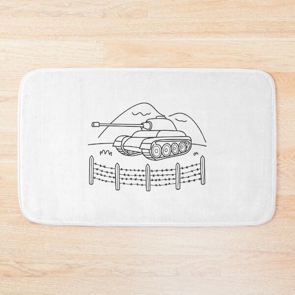 Item preview, A tank stationed near a barbed wire fence in open land designed and sold by rasagamastore.