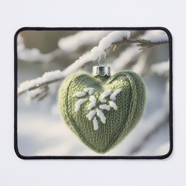 Item preview, Green Knitted Heart Bauble designed and sold by CalmnessbyChoice.