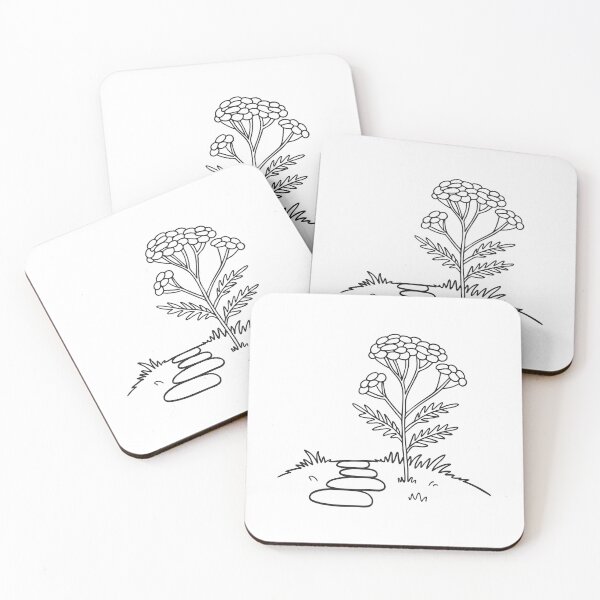Item preview, A tansy blooming near a stone path in a backyard designed and sold by rasagamastore.