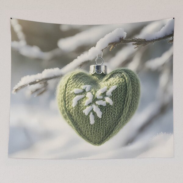 Item preview, Green Knitted Heart Bauble designed and sold by CalmnessbyChoice.