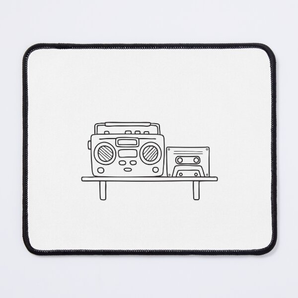 Item preview, A tape recorder placed beside cassette tape on a wooden shelf designed and sold by rasagamastore.