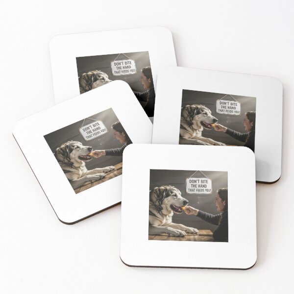 Item preview, Don’t Bite the Hand That Feeds You – Idiom Illustration, Funny Quote Design designed and sold by WhimsyByPaul.redbubble.com.