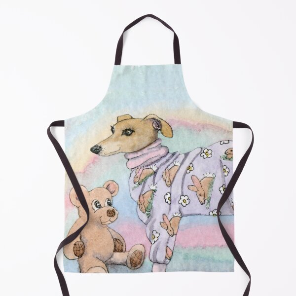 Item preview, Greyhound Dog in her Pyjamas with her Teddy Bear designed and sold by SusanAlisonArt.