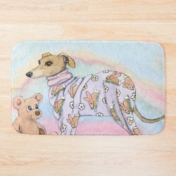 Item preview, Greyhound Dog in her Pyjamas with her Teddy Bear designed and sold by SusanAlisonArt.
