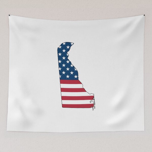 Item preview, Delaware USA Flag Silhouette – Stars and Stripes State Outline designed and sold by Paper Drip.
