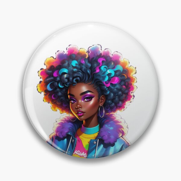 Item preview, Electric Afro Queen – Blue Neon Vibes & Confidence designed and sold by Lulunza.