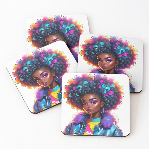 Item preview, Electric Afro Queen – Blue Neon Vibes & Confidence designed and sold by Lulunza.