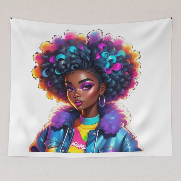 Item preview, Electric Afro Queen – Blue Neon Vibes & Confidence designed and sold by Lulunza.