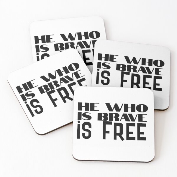 Item preview, He who is brave is free quote black typography designed and sold by E-lenaLu.
