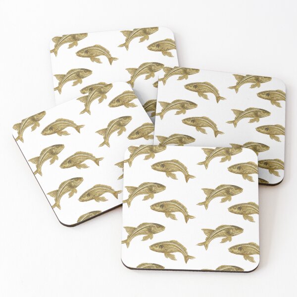 Item preview, Golden Koi Fish - Lucky Brocade Art | Asian Inspired Decorative Apparel & Home Decor designed and sold by BlissxPals.