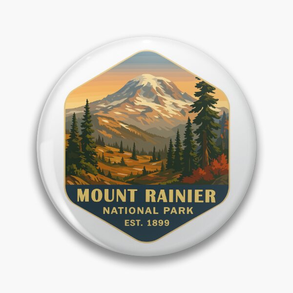 Artikelvorschau, Mount Rainier Nationalpark Retro Sticker entworfen und verkauft von Ismeal Von.