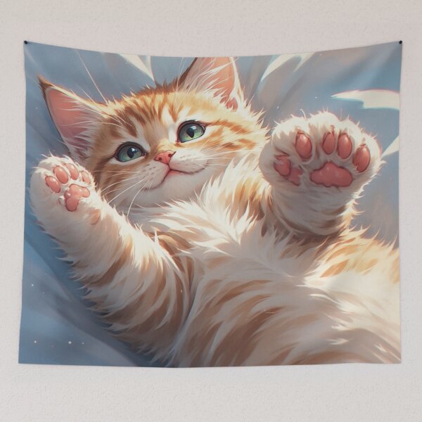 Item preview, kitten laying on her back while playing #6 designed and sold by Kirollos9.