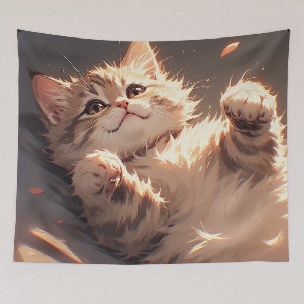 Item preview, kitten laying on her back while playing #7 designed and sold by Kirollos9.