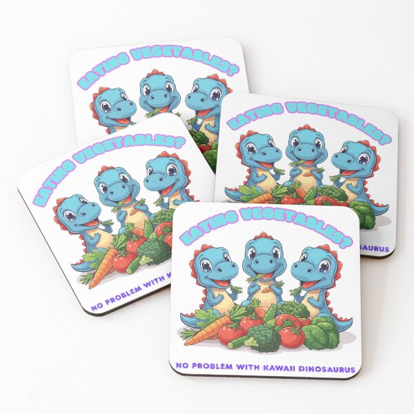 Item preview, Eating vegetables? No problem with kawaii dinosaurs. designed and sold by Newprojectart.