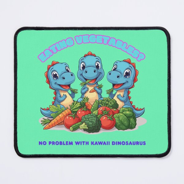 Item preview, Eating vegetables? No problem with kawaii dinosaurs. designed and sold by Newprojectart.