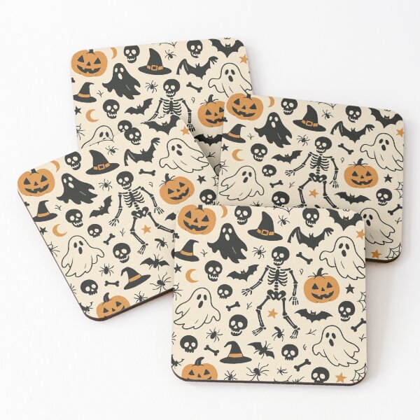 Item preview, Cute Halloween Pattern Ghosts Pumpkins Skeletons designed and sold by graphicnew.