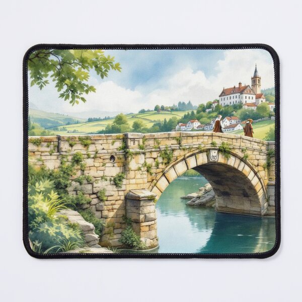 Item preview, Crossing a bridge on the Way of Saint James designed and sold by jefboutique6150.