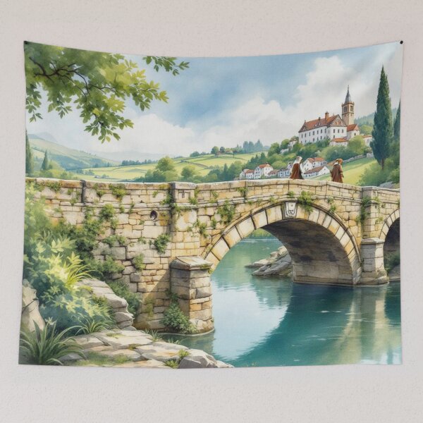 Item preview, Crossing a bridge on the Way of Saint James designed and sold by jefboutique6150.