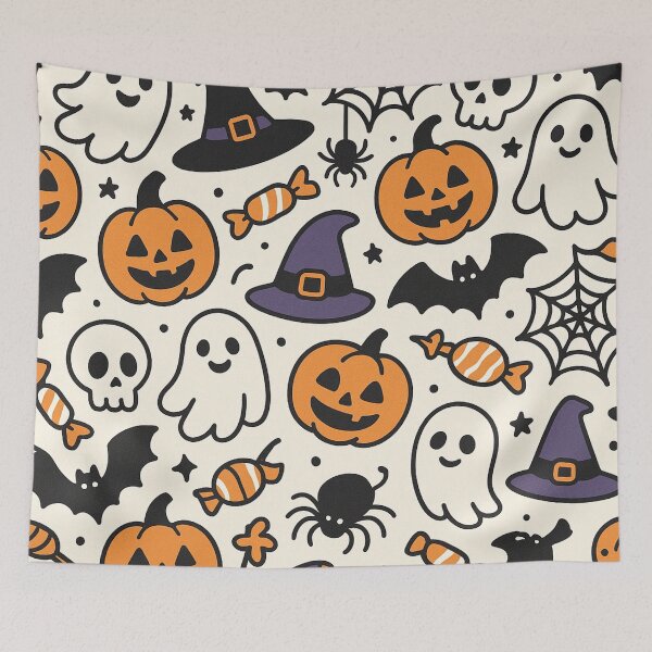 Item preview, Cute Halloween Pattern Ghosts Pumpkins Candy designed and sold by graphicnew.