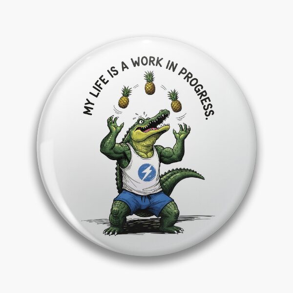 Item preview, "My Life Is a Work in Progress" Juggling Alligator – Gift for Multitaskers designed and sold by Luminari Creations.