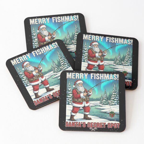 Item preview, Funny Santa Fishing Design | Merry Fishmas | Vintage Christmas Humor Illustration designed and sold by Syrupulse.