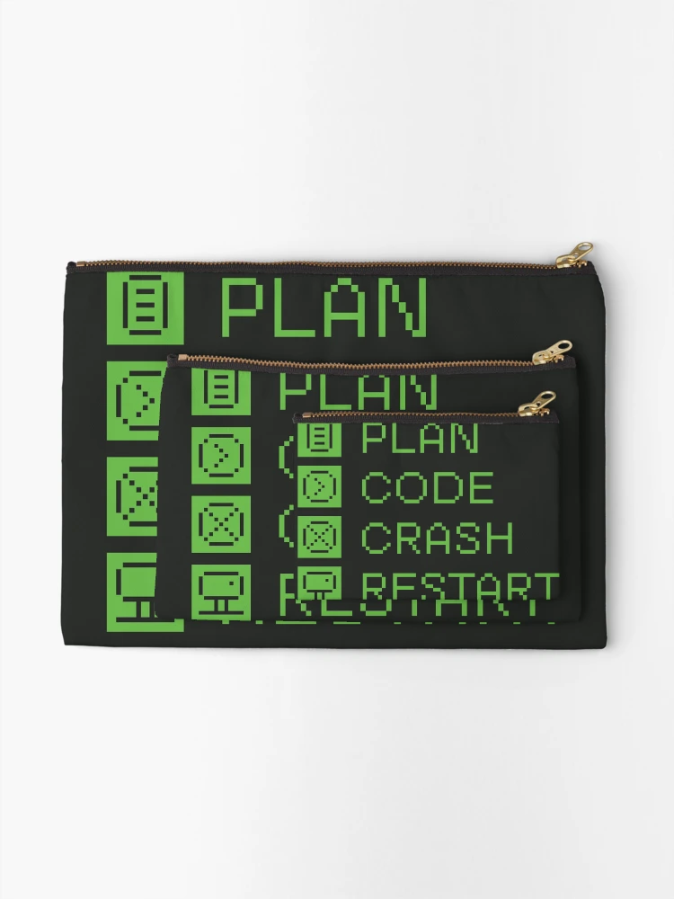 Thumbnail 2 of 4, Zipper Pouch, Plan, Code, Restart designed and sold by Peelya.