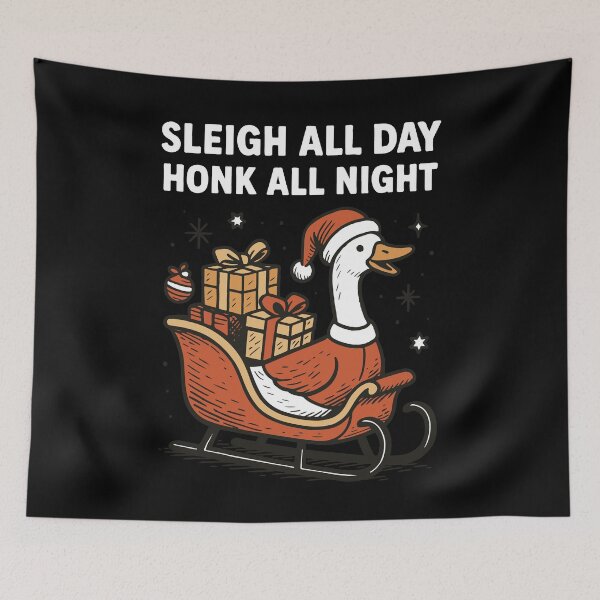 Item preview, Goose Christmas Funny Santa Sleigh All Day designed and sold by LuminOrb.
