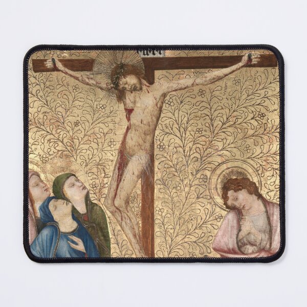 Item preview, Calvary with a Carthusian Monk, 1389–1395. Jean de Beaumetz (French, c. 1335–1396). Oil on oak panel designed and sold by Vintage Designs +.