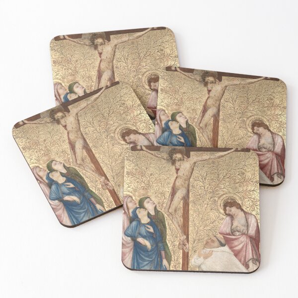 Item preview, Calvary with a Carthusian Monk, 1389–1395. Jean de Beaumetz (French, c. 1335–1396). Oil on oak panel designed and sold by Vintage Designs +.