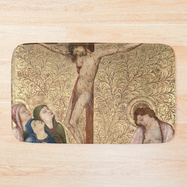 Item preview, Calvary with a Carthusian Monk, 1389–1395. Jean de Beaumetz (French, c. 1335–1396). Oil on oak panel designed and sold by Vintage Designs +.
