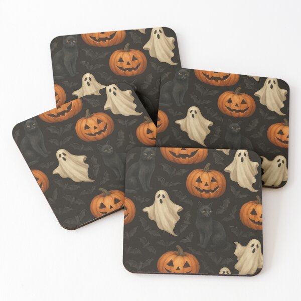 Item preview, Halloween Pattern Ghosts Pumpkins Black Cats designed and sold by graphicnew.