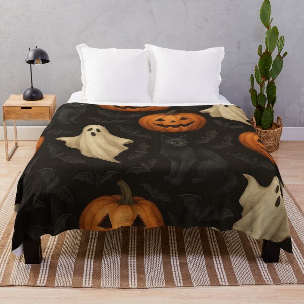 Item preview, Halloween Pattern Ghosts Pumpkins Black Cats designed and sold by graphicnew.