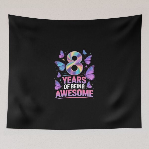 Item preview, Kids 8th Birthday Party Butterfly 8 Years Of Being Awesome  designed and sold by Belkisallen.
