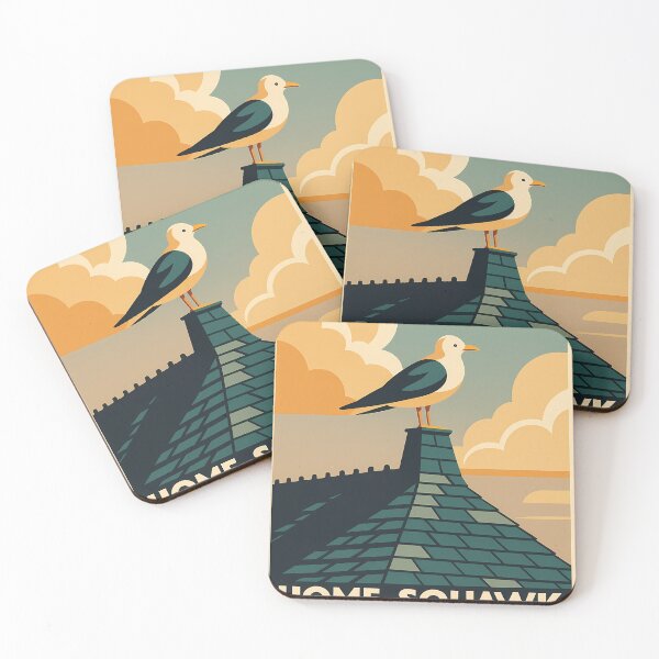 Item preview, Home Squawk Home - Vintage Seagull Poster - Coastal Art Deco Wall Art designed and sold by White-Camel.