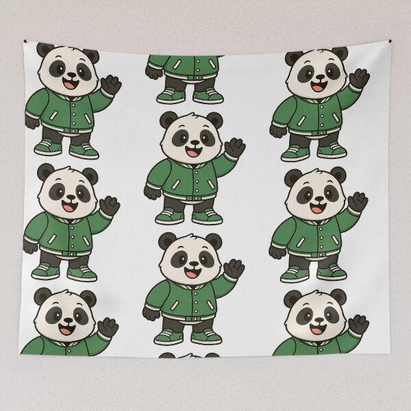 Item preview, Panda in Green Varsity Jacket – Cool Cartoon Animal designed and sold by Confuzz1ed.