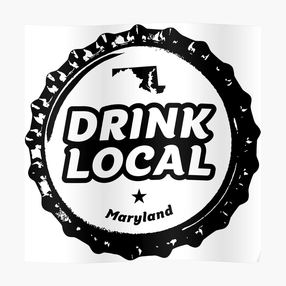 DRINK LOCAL FESTIVAL Beer STICKER Label with MARYLAND COLORS /& OUTLINE Baltimore