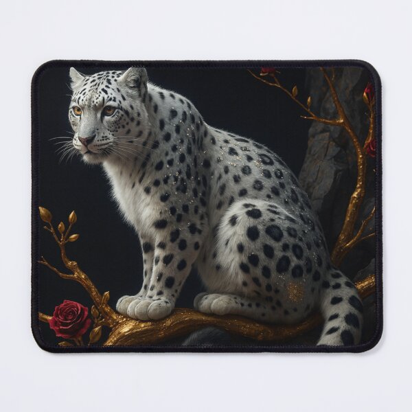 Item preview, Majestic Snow Leopard on Golden Branch | Wildlife Art Print & Apparel designed and sold by BloomingBeauty7.