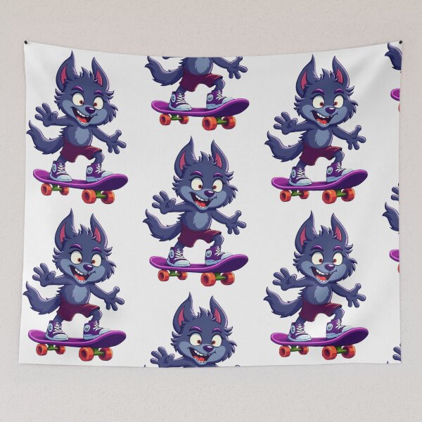 Item preview, werewolf riding a purple skateboard designed and sold by HorizonStores.