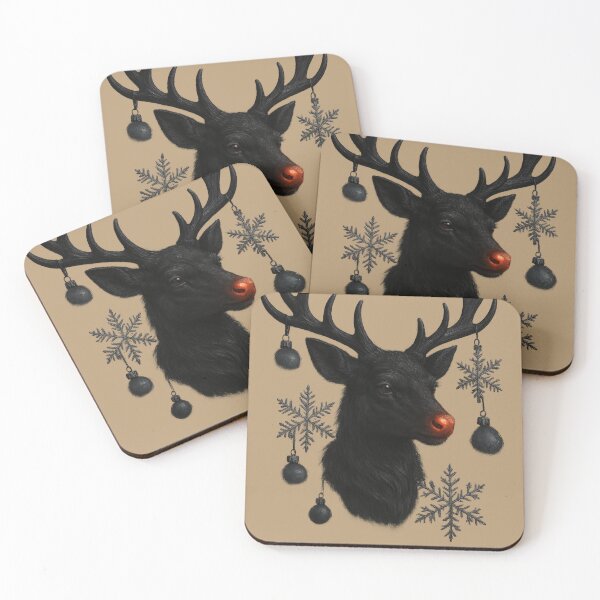 Item preview, Dark Rudolph – Gothic Black Reindeer with Red Nose Christmas Design designed and sold by TrendTribeTP.