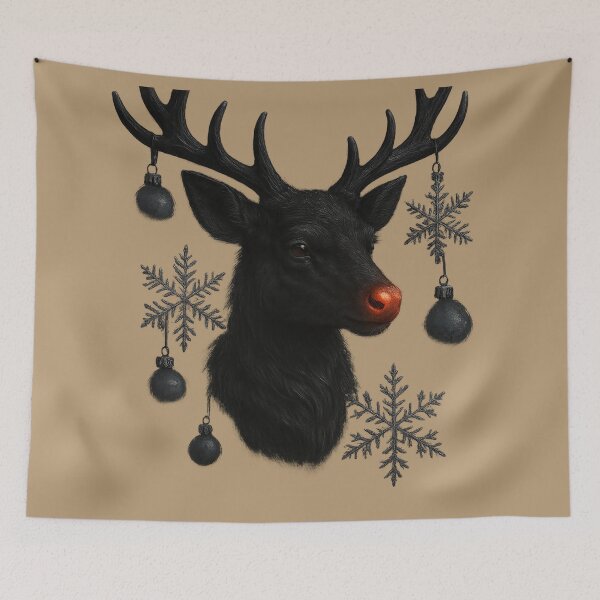 Item preview, Dark Rudolph – Gothic Black Reindeer with Red Nose Christmas Design designed and sold by TrendTribeTP.