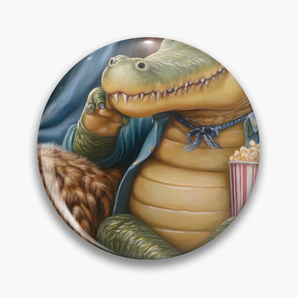 Item preview, Crocodile Enjoying Popcorn in a Cozy Living Room designed and sold by Artessie.