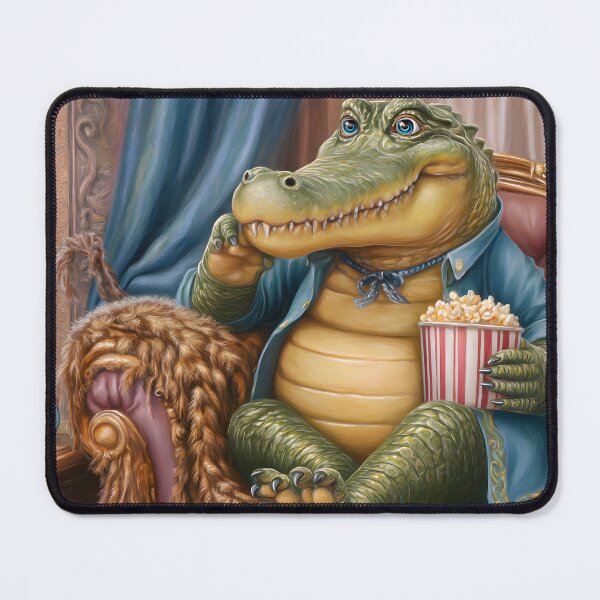 Item preview, Crocodile Enjoying Popcorn in a Cozy Living Room designed and sold by Artessie.